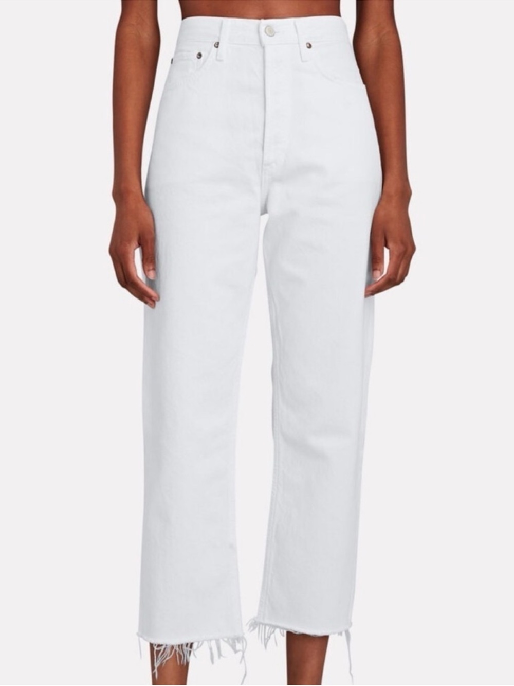 Agolde 90s Crop Raw Hem Jeans in White